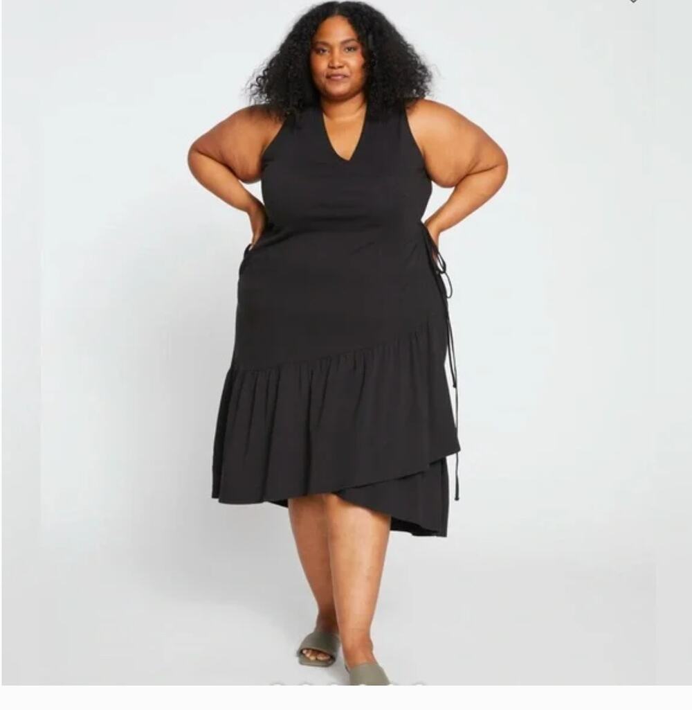 Universal Standard Wrap Twirl Dress 4XS 00 0 2XS NWT Black Capsule Travel Midi